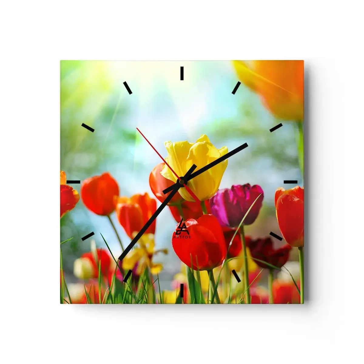 Ceas de perete - Ceas pe sticlă - Toate culorile soarelui - 30x30 cm