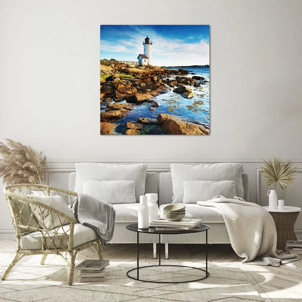 Tablou pe sticlă - Întoarce-te acasă fericit, te aștept cu nerăbdare - 70x70 cm