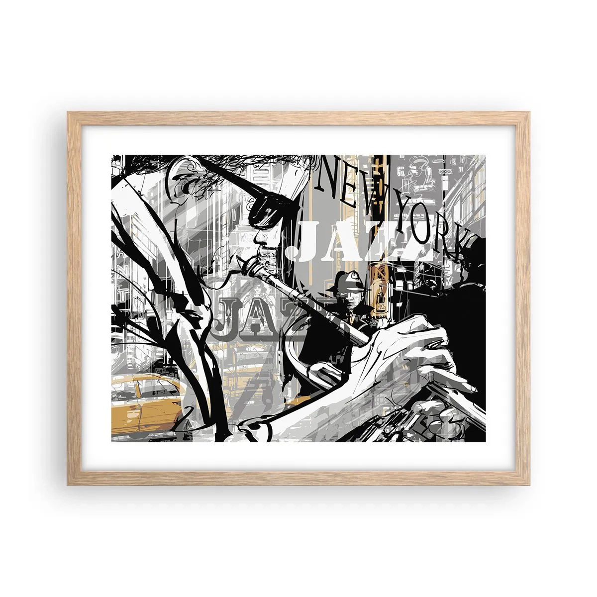Poster în ramă de stejar deschis - În ritmul New York-ului - 50x40 cm