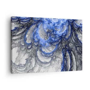 Tablou pe pânză Canvas - Valuri abstracte în nuanțe de albastru și gri - 70x50cm - Nașterea unui val - Decorațiune modernă pentru perete pentru living și dormitor ARTTOR