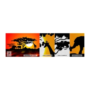 Mostră tapet Premium Sand - Întâlnire în savană - Animale, Africa, Girafă - 100x30 cm