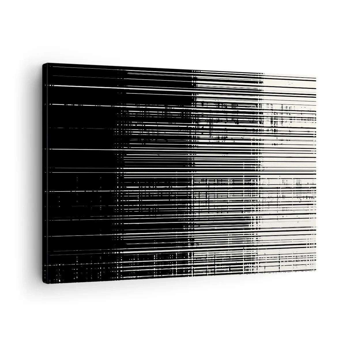 Tablou pe pânză Canvas - Compoziție abstractă de linii în contrast alb-negru - 70x50cm - Valuri și vibrații - Decorațiune modernă pentru perete pentru living și dormitor ARTTOR