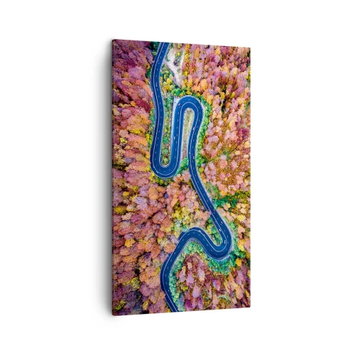 Tablou pe pânză - Un drum șerpuit prin pădure - 45x80 cm