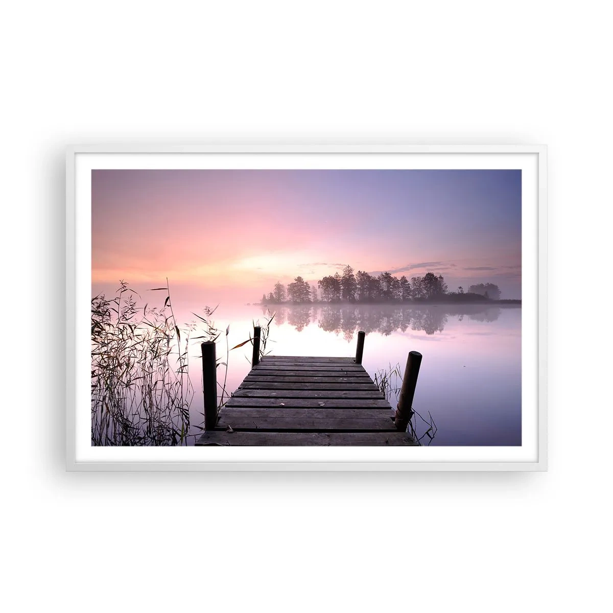 Poster în ramă albă - Din ceața de liliac... - 91x61 cm