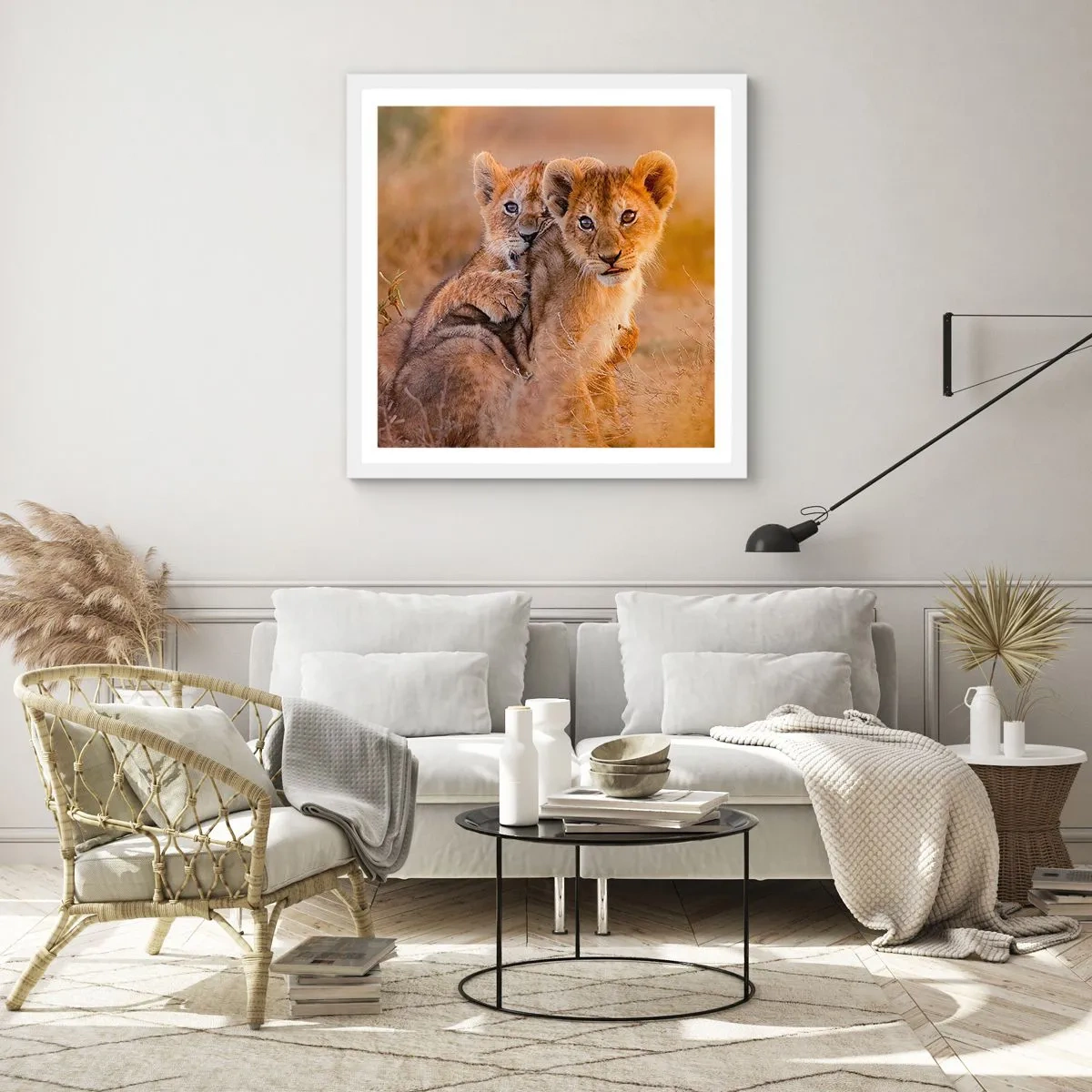 Poster în ramă albă - Nu deranjați! Ne distrăm - 60x60 cm