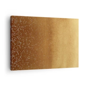 Tablou pe pânză Canvas - Un gradient auriu cu strălucire subtilă și ornamente - 70x50cm - Nașterea luminii - Decorațiune modernă pentru perete pentru living și dormitor ARTTOR