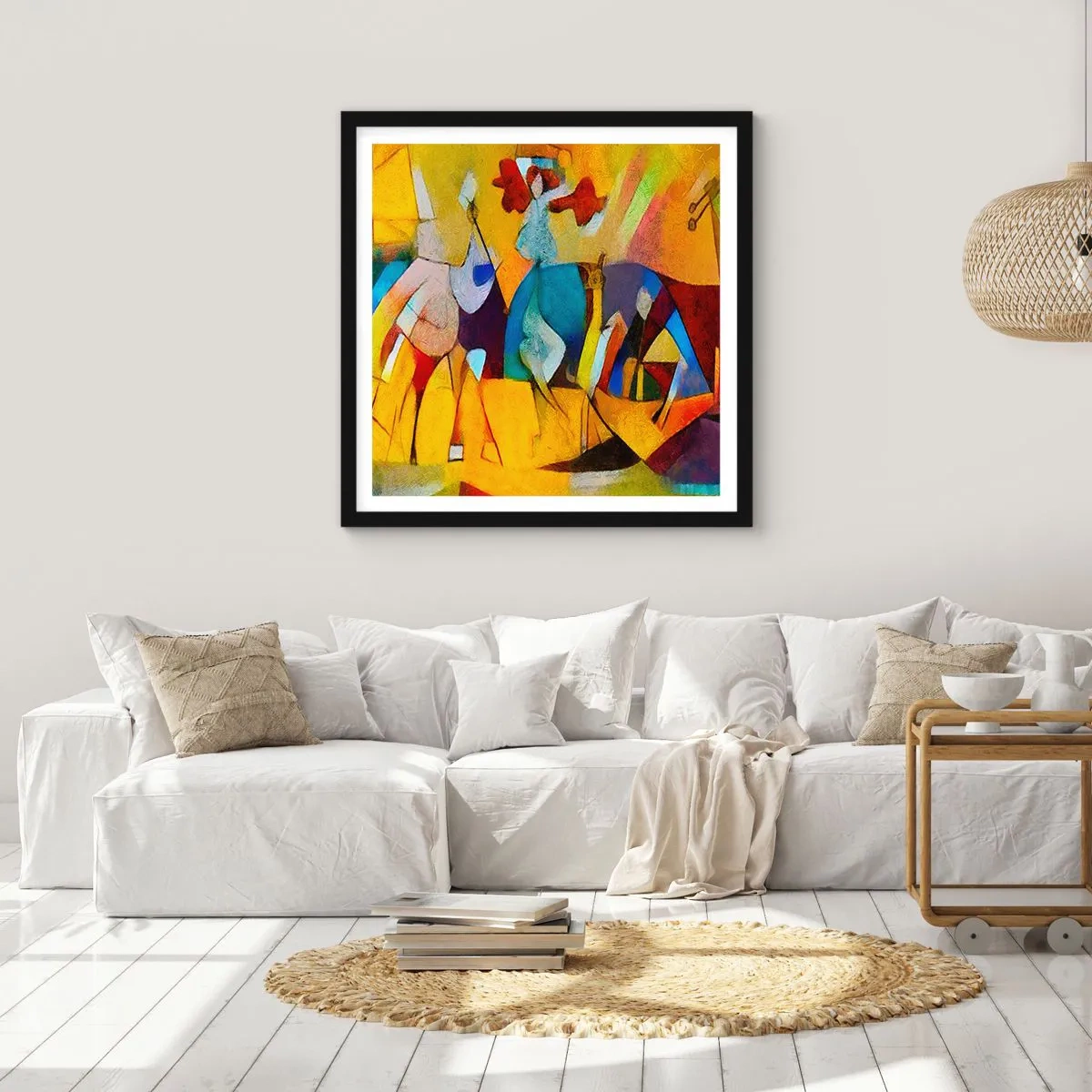 Poster în ramă neagră - Soare - viață - bucurie - 40x40 cm