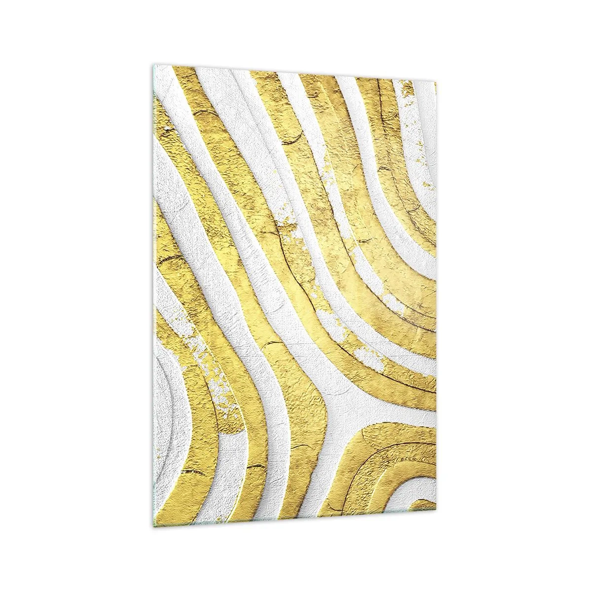 Tablou pe sticlă - Compoziția în alb și auriu - 70x100 cm