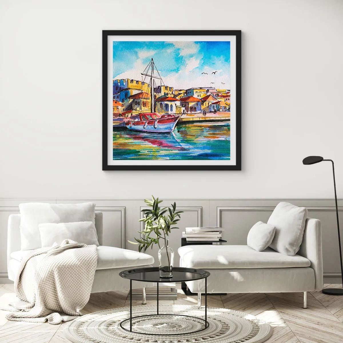 Poster în ramă neagră - Curcubeu după-amiază - 40x40 cm