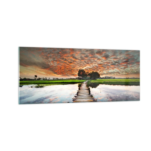 Tablou pe sticlă - Întindeți brațele - respirați  - 100x40 cm