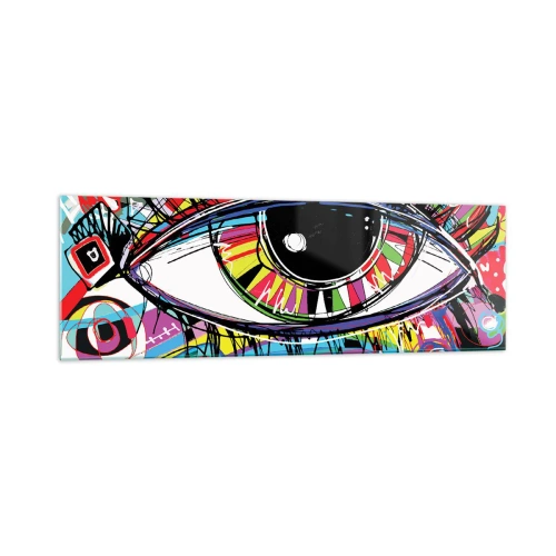 Tablou pe sticlă - Un ochi colorat - un suflet colorat - 160x50 cm