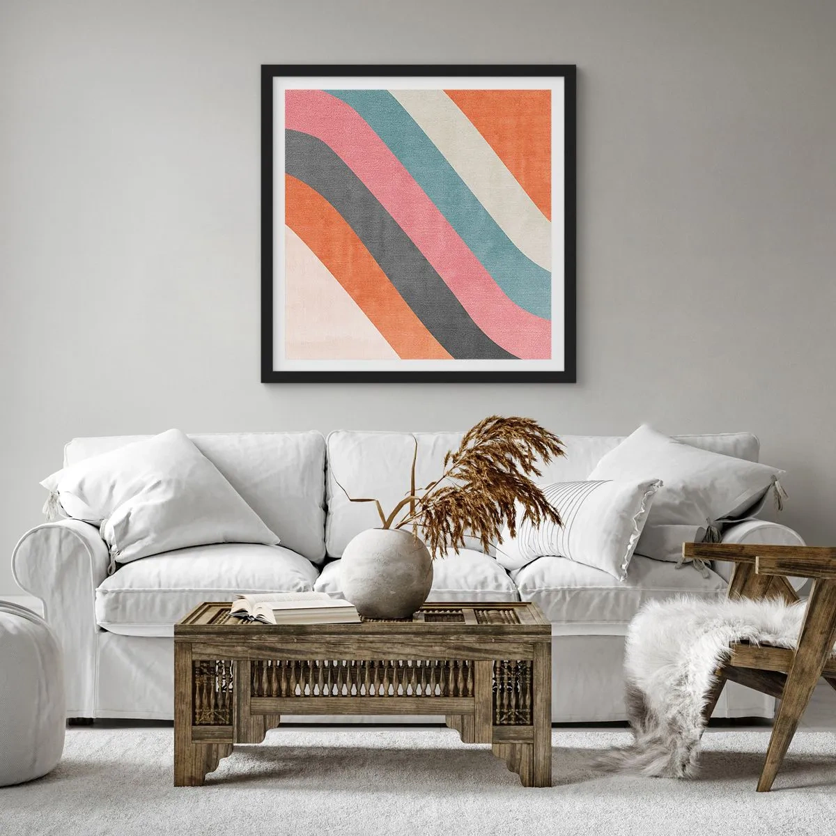 Poster în ramă neagră - Compoziție diagonală - mișcare - 50x50 cm