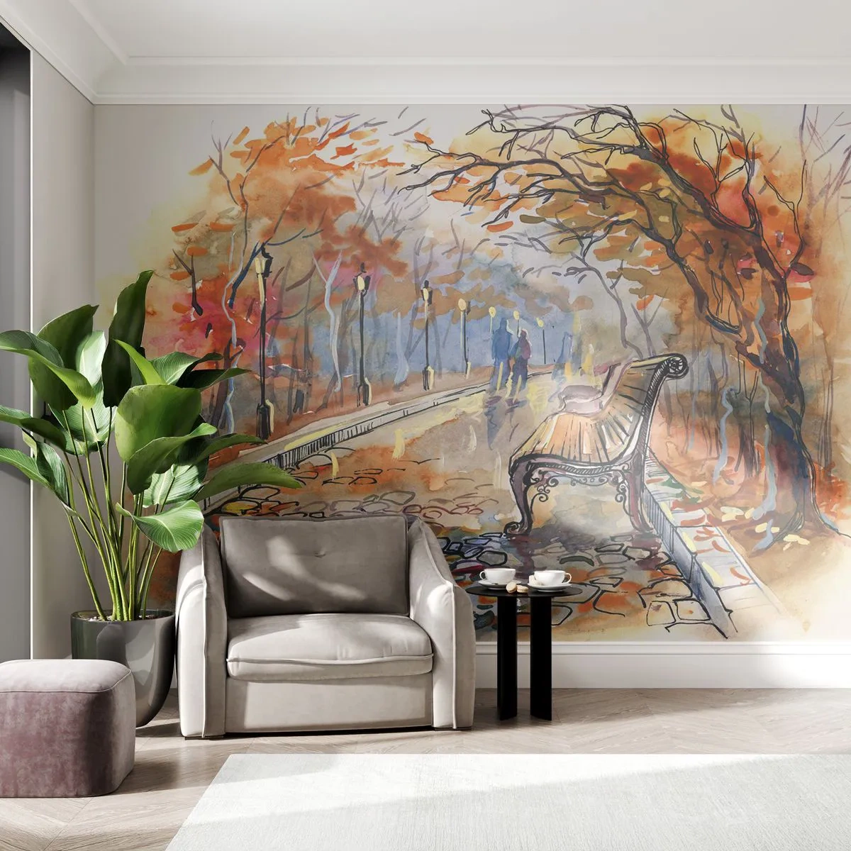 Tapet Premium Canvas - Pășim împreună în toamnă - Peisaj, Parc, Toamnă - 250x175 cm