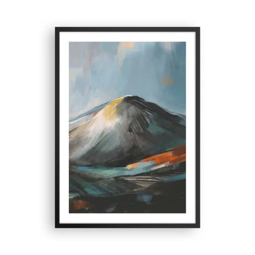 Poster în ramă neagră - Peisaj montan abstract în nuanțe de albastru marin și portocaliu - 50x70cm - Dure și frumoase - Decorațiune modernă pentru perete pentru living și dormitor ARTTOR