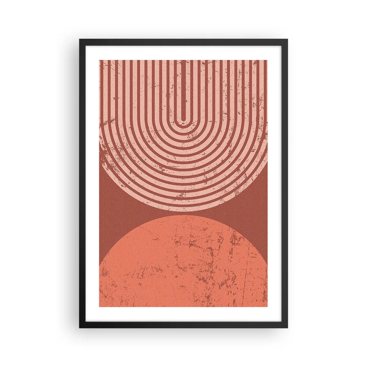 Poster în ramă neagră - Abstracție geometrică în nuanțe de teracotă cu efect vintage - 50x70cm - Relație strânsă - Decorațiune modernă pentru perete pentru living și dormitor ARTTOR