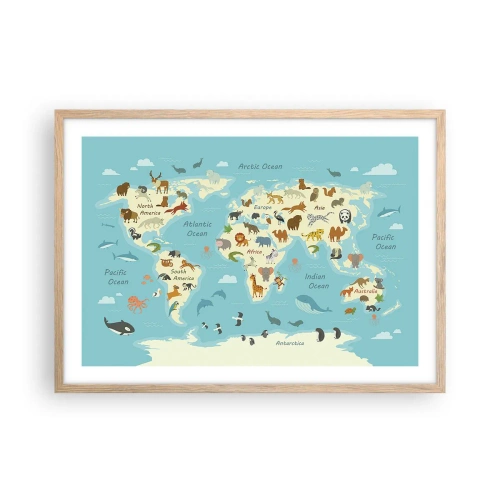 Poster în ramă de stejar deschis - Vecini buni - 70x50 cm