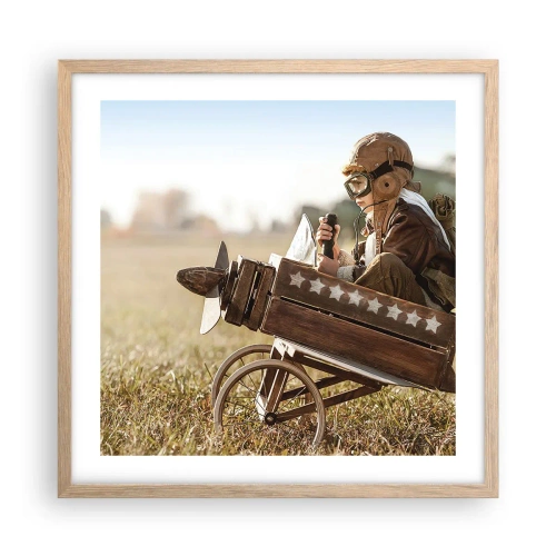 Poster în ramă de stejar deschis - Porniți spre vis - 50x50 cm