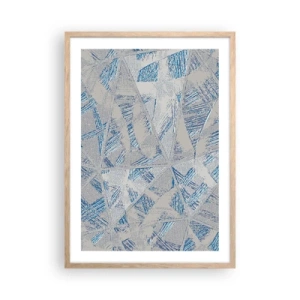 Poster în ramă de stejar deschis - Într-un labirint de gri-albastru - 50x70 cm