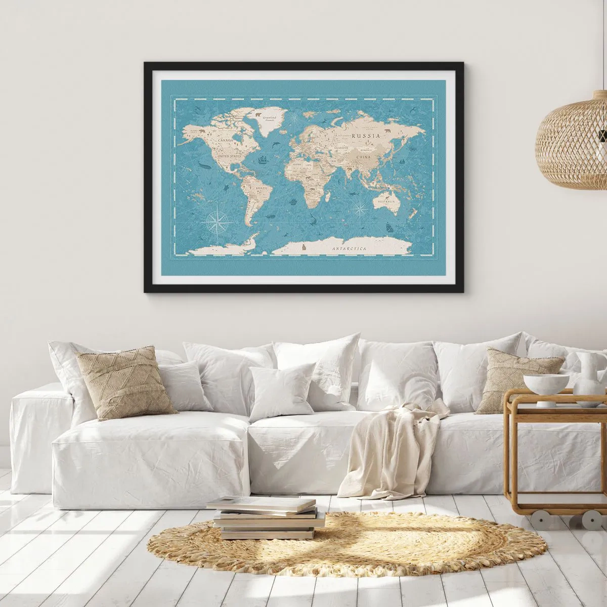 Poster în ramă neagră - Lumea la îndemână - 70x50 cm