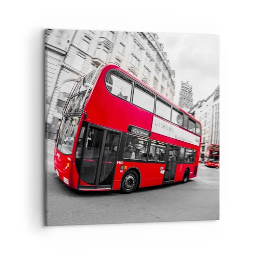 Tablou pe pânză - Londra în mod tradițional - by bus - 50x50 cm