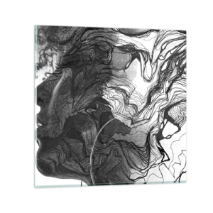 Tablou pe sticlă - Încurcată în vise - 30x30 cm