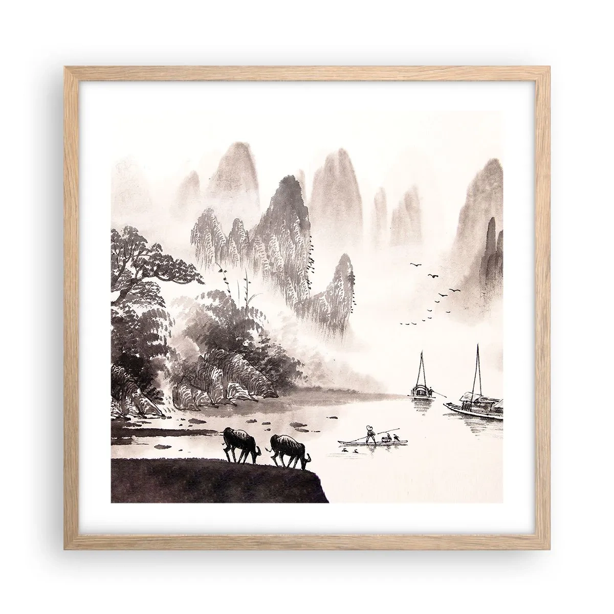 Poster în ramă de stejar deschis - Viața exotică de zi cu zi a Estului - 50x50 cm