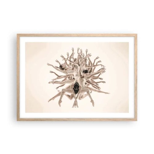 Poster în ramă de stejar deschis - Înflorirea în dans - 70x50 cm
