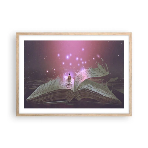 Poster în ramă de stejar deschis - O invitație către o altă lume - citiți! - 70x50 cm