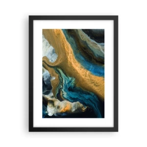 Poster în ramă neagră - Albastru - galben - influență reciprocă - 30x40 cm