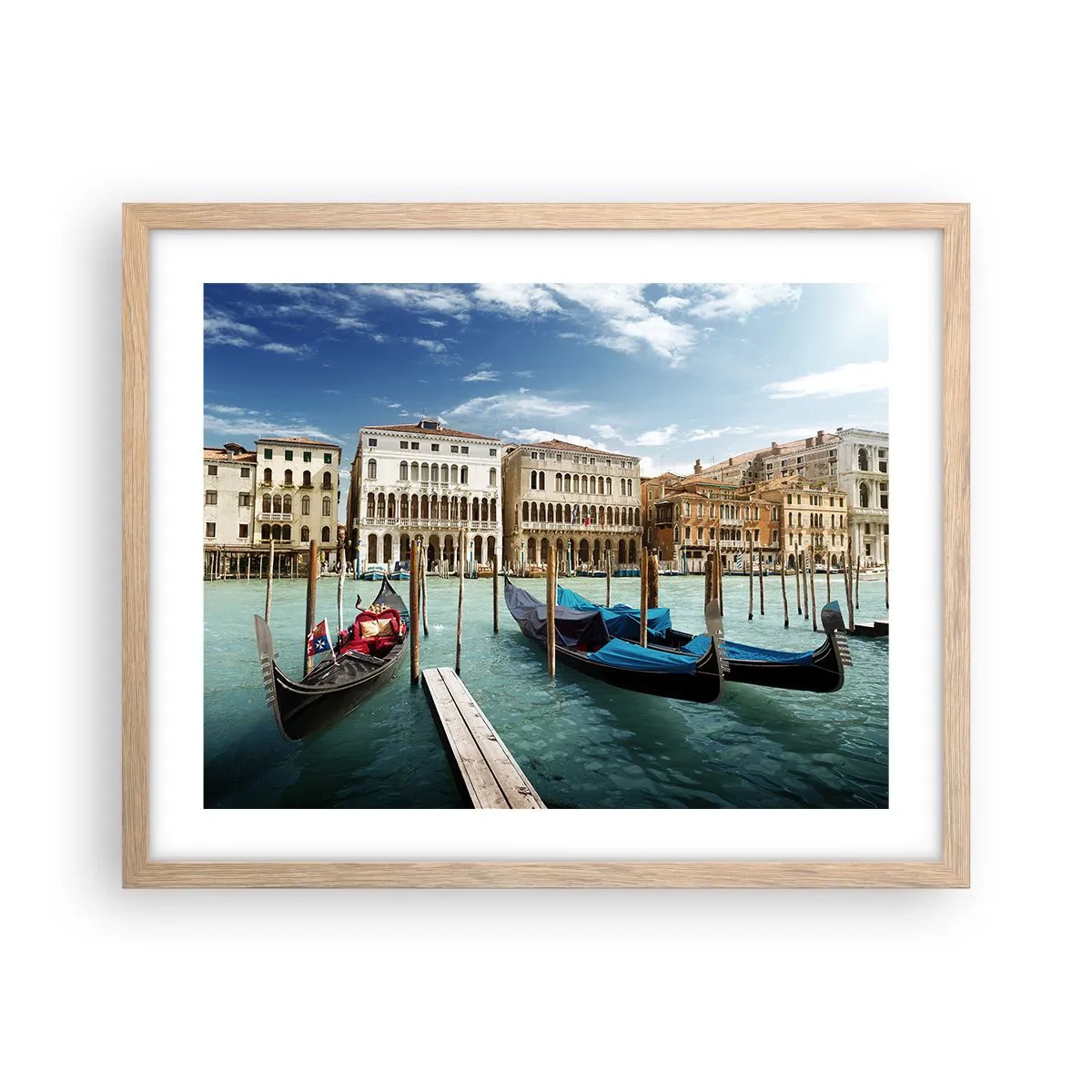 Poster în ramă de stejar deschis - Palate în albastru - 50x40 cm