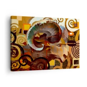 Tablou pe pânză Canvas - Un berbec simbolic într-o compoziție abstractă - 70x50cm - Magii - religii - ritualuri - Decorațiune modernă pentru perete pentru living și dormitor ARTTOR