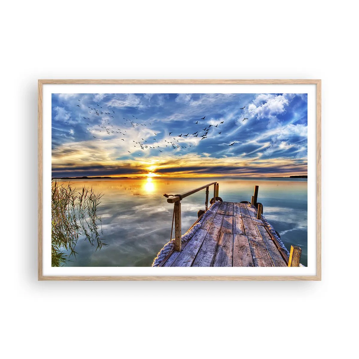 Poster în ramă de stejar deschis - Vântul se odihnește - 100x70 cm