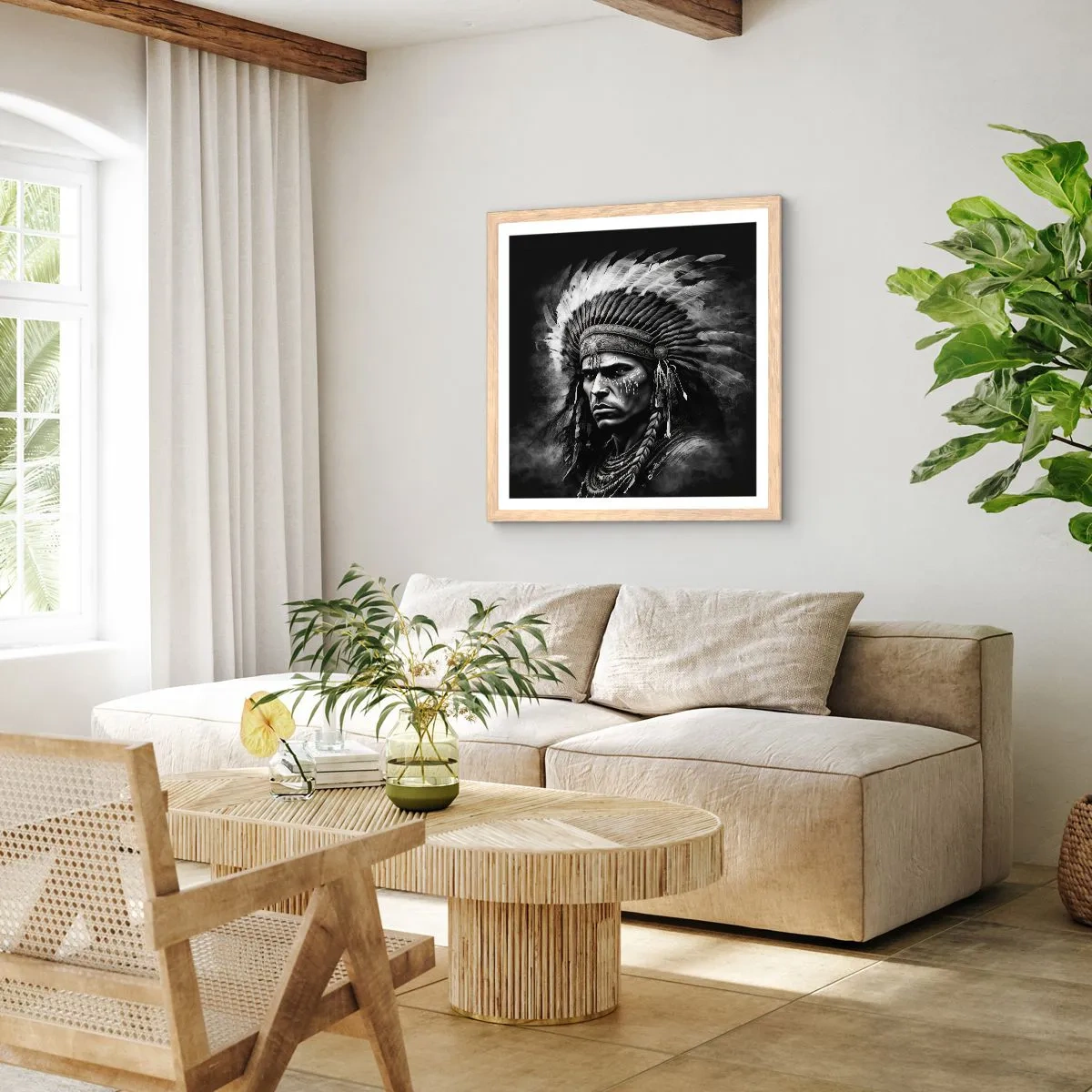 Poster în ramă de stejar deschis - Conducător și luptător - 60x60 cm