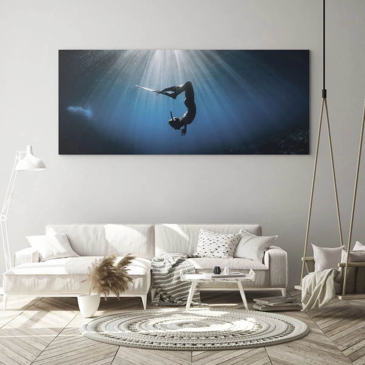 Tablou pe sticlă - Dans subacvatic - 120x50 cm