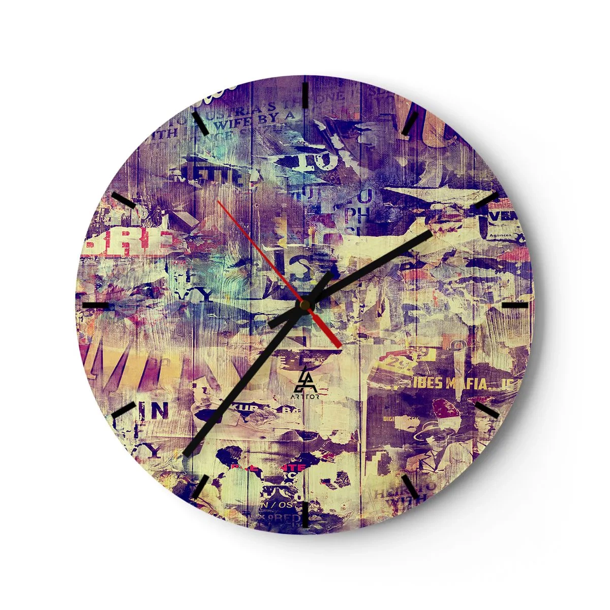 Ceas de perete - Ceas pe sticlă - Cadran de ceas cu motiv artistic în stil colaj - 30x30cm - Și asta e tot ce va rămâne - Decorațiune modernă pentru perete pentru living, bucătărie și dormitor ARTTOR