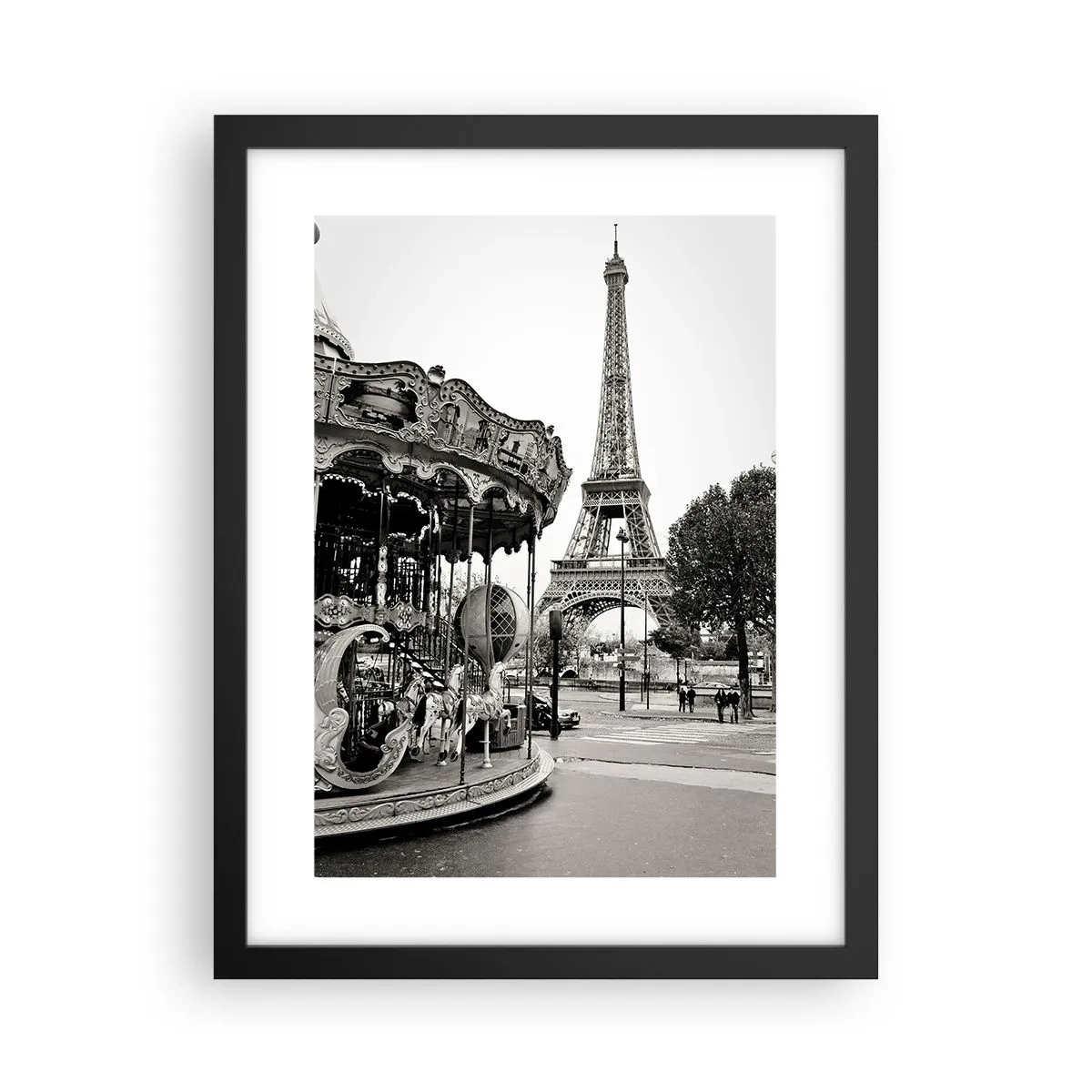 Poster în ramă neagră - Distracții retro pariziene - 30x40 cm