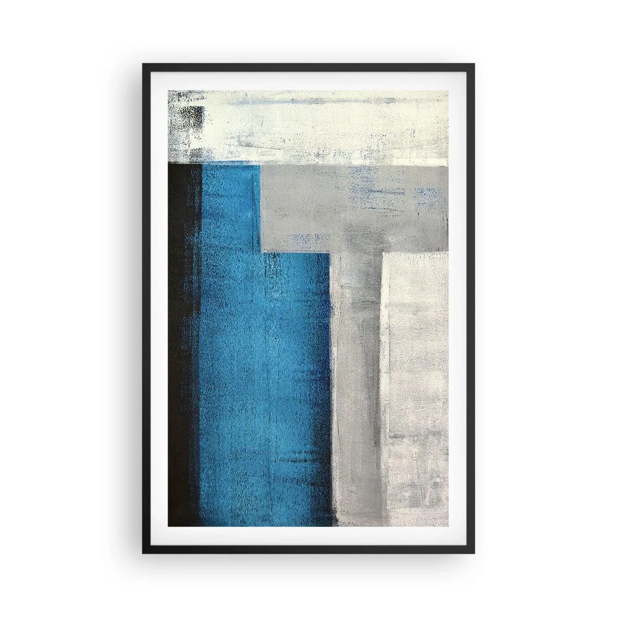 Poster în ramă neagră - Compoziție poetică de gri și albastru - 61x91 cm