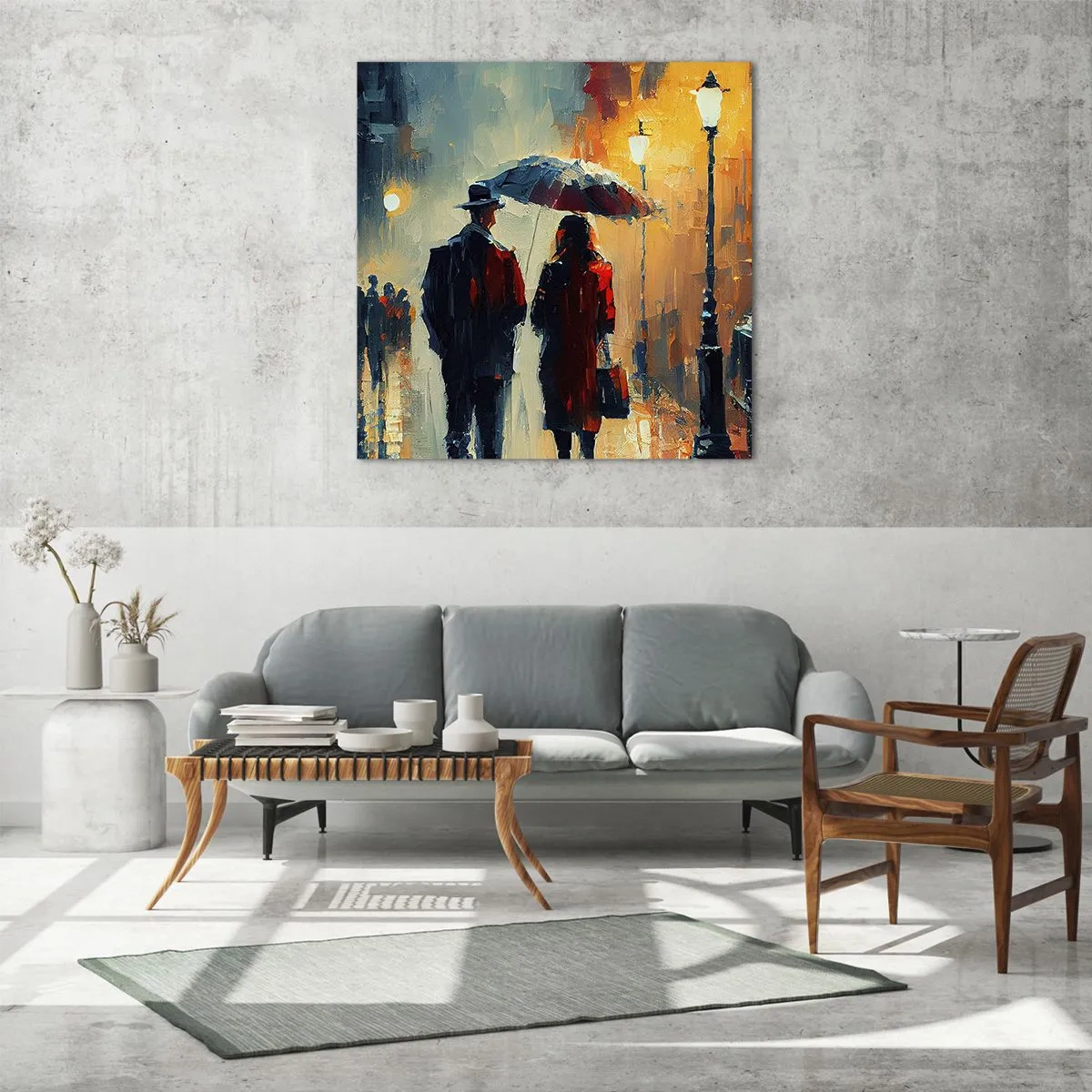 Tablou pe sticlă - Poveste de dragoste urbană - 30x30 cm