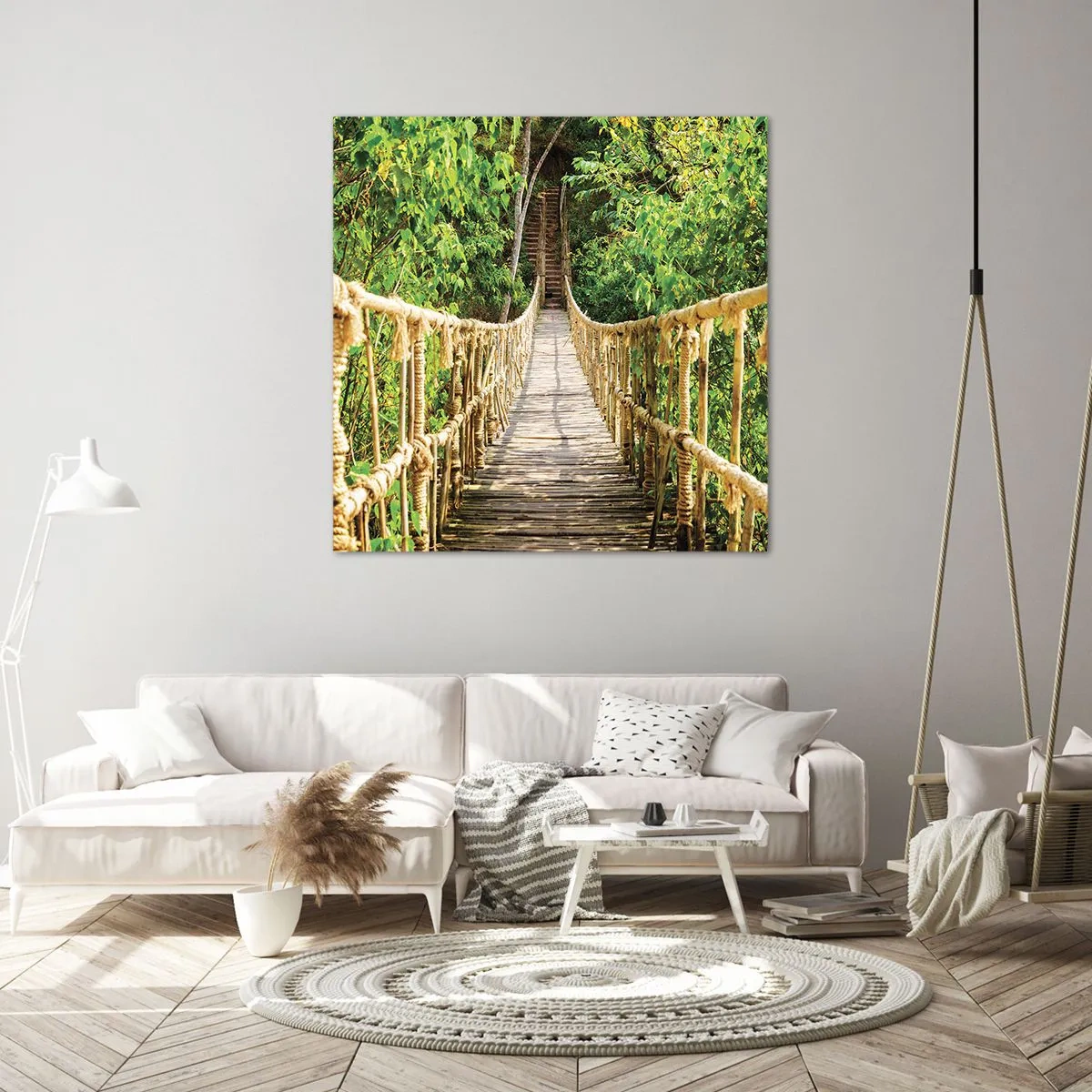 Tablou pe pânză - Suspendat în verde - 60x60 cm