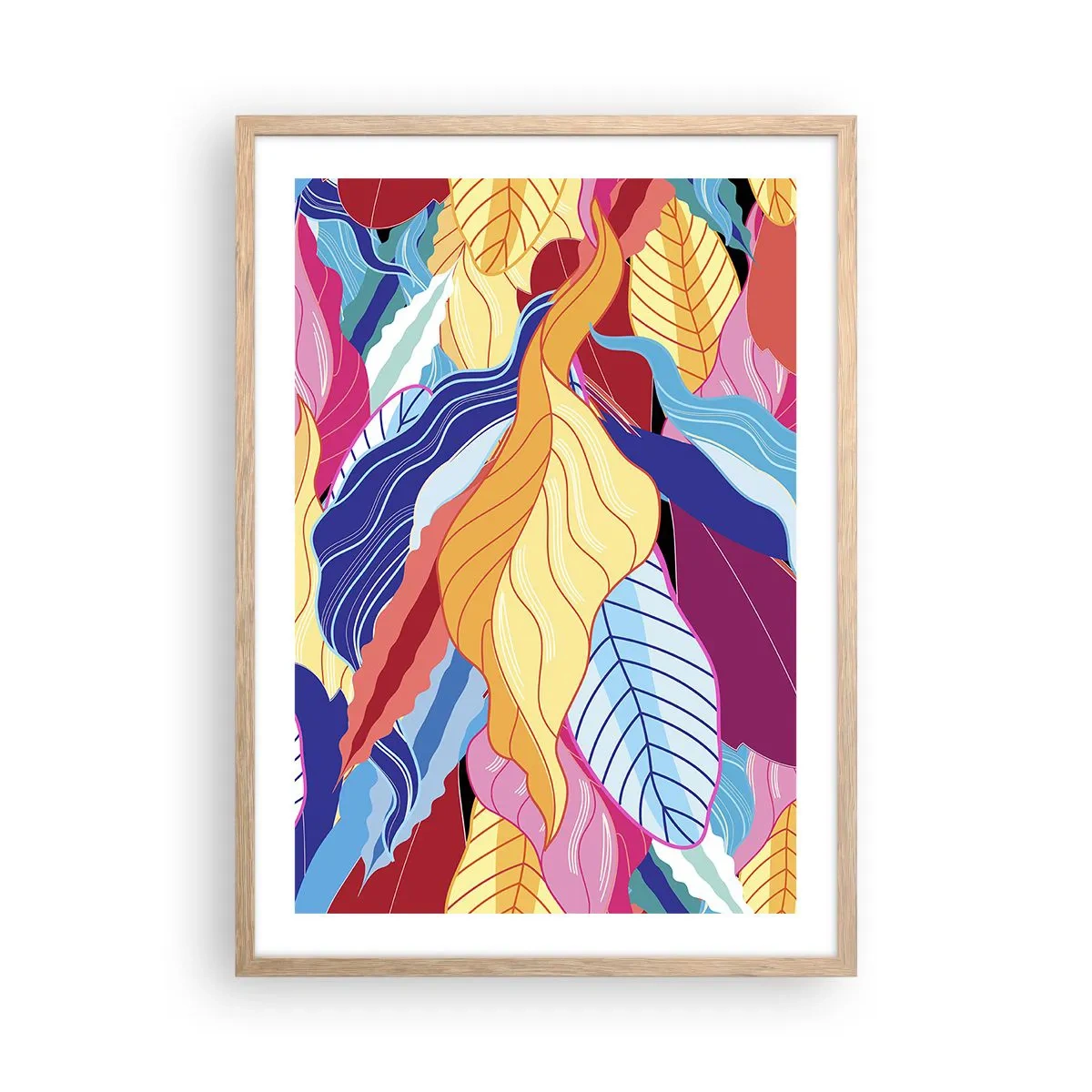 Poster în ramă de stejar deschis - O dezordine colorată - 50x70 cm