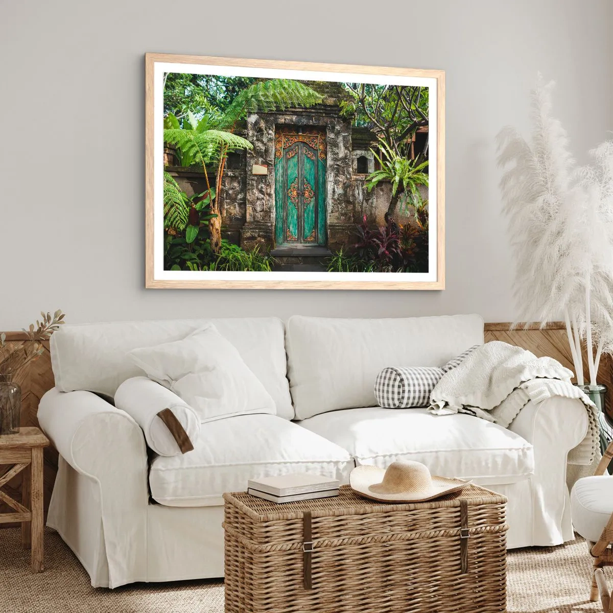 Poster în ramă de stejar deschis - O ușă către o lume exotică - 91x61 cm