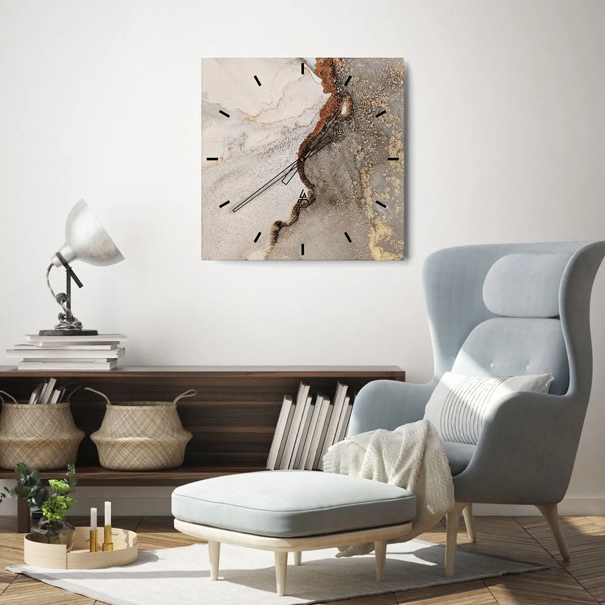 Ceas de perete - Ceas pe sticlă - La granița culorilor - 40x40 cm