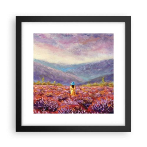 Poster în ramă neagră - Într-o lume de lavandă - 30x30 cm