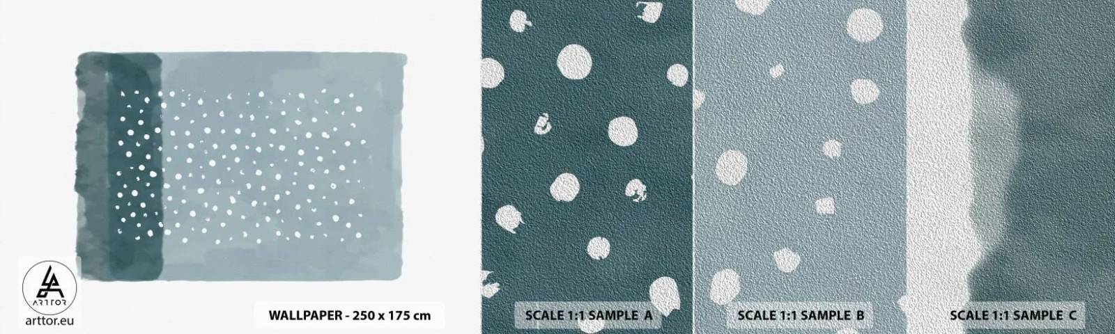 Mostră tapet Premium Sand - Crescute pe albastru - Abstracția, Bucată, Minimalism - 100x30 cm