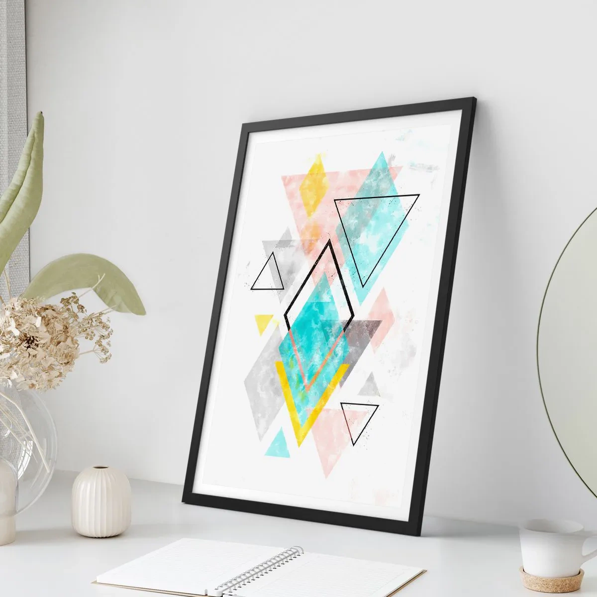 Poster în ramă neagră - Joc geometric - 70x100 cm