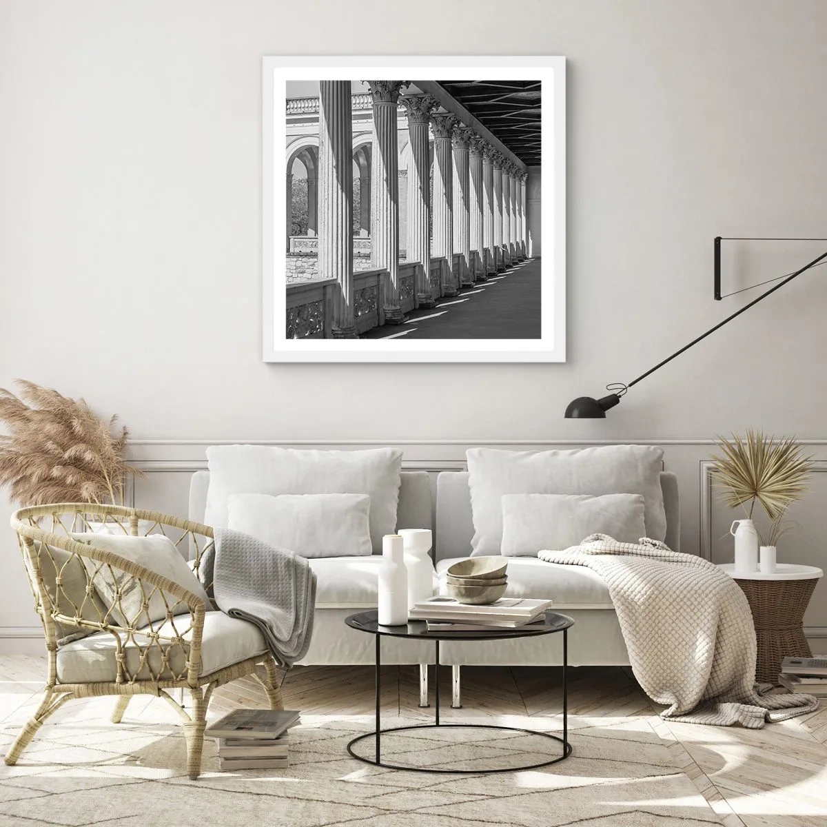 Poster în ramă albă - Arcadă însorită - 50x50 cm