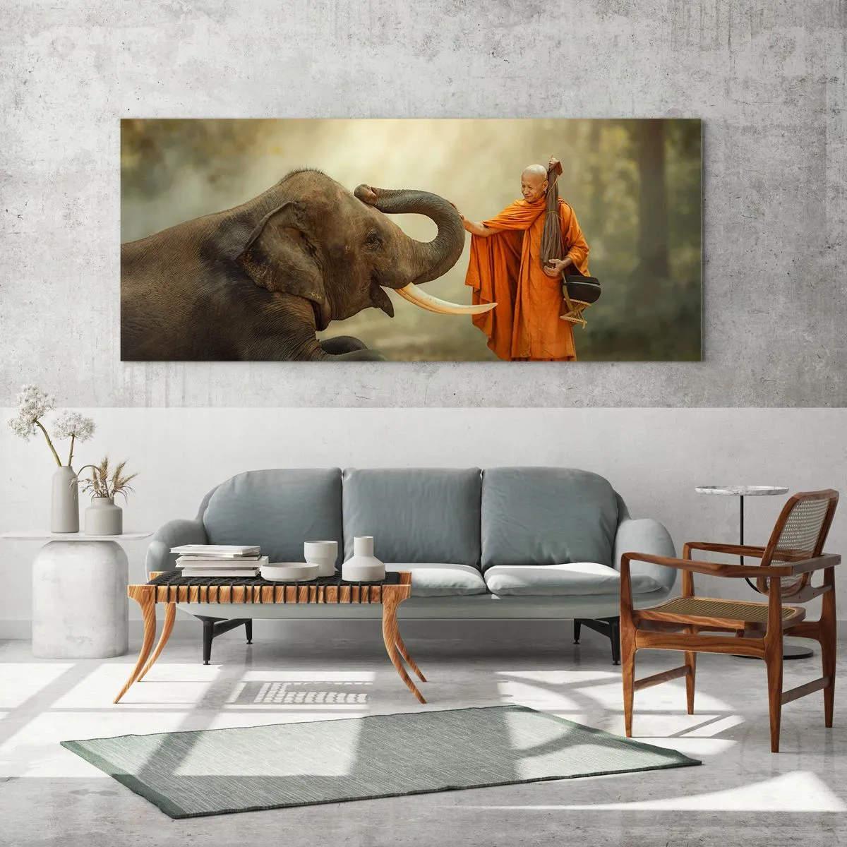 Tablou pe sticlă - Întâlnire în călătorie - 100x40 cm
