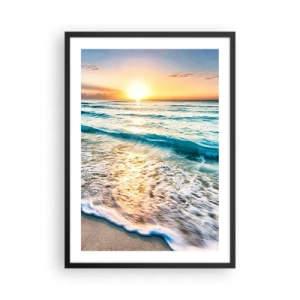 Poster în ramă neagră - Apus de soare peste o mare calmă cu valuri - 50x70cm - Priveliștea cu apus de soare - Decorațiune modernă pentru perete pentru living și dormitor ARTTOR