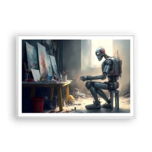 Poster în ramă albă - Actul de creație - 100x70 cm