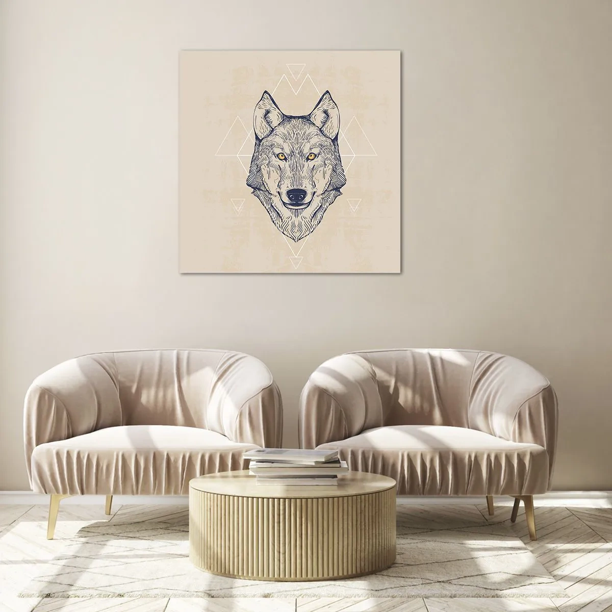Tablou pe sticlă - Un alfa cu o privire pătrunzătoare - 30x30 cm